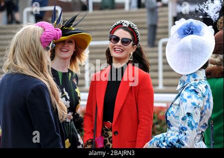 Crowds gather at Cheltenham Racecourse for the 2020 Festival of racing, one of the last big public gatherings under the cloud of coronavirus covid-19 Stock Photo