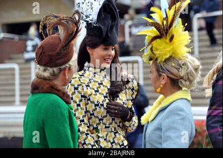 Crowds gather at Cheltenham Racecourse for the 2020 Festival of racing, one of the last big public gatherings under the cloud of coronavirus covid-19 Stock Photo