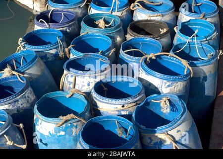 Large Plastic Fish Bucket Crates. Stock Image - Image of dirty, harbor:  135216403