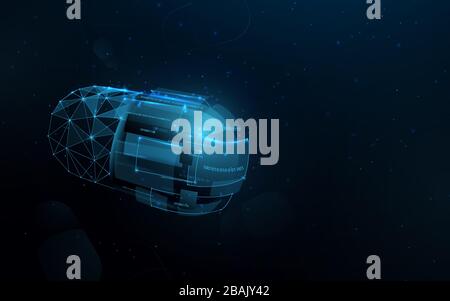 Capsule pill. Health care, Pharmaceutical and futuristic technology form lines, triangles and particle style design Stock Vector