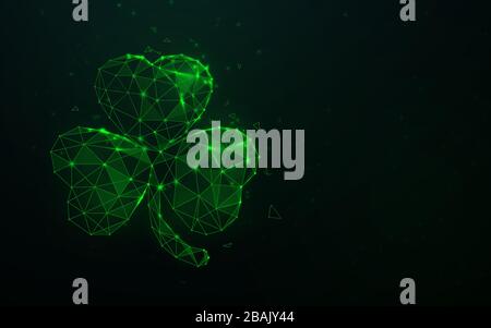 Clover leaf plant form lines, triangles and particle style design Stock Vector