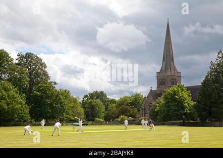 A village cricket match at Sutton Veny, near Warminster in Wiltshire. Stock Photo
