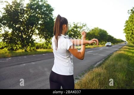 One active women warm up before a morning workout Stock Photo