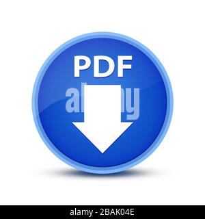 PDF Download icon isolated on glassy blue round button abstract illustration Stock Photo