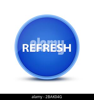 Refresh isolated on glassy blue round button abstract illustration Stock Photo