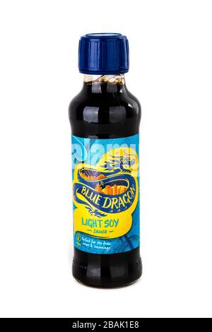 Blue Dragon light soy sauce, soy sauce, light soy sauce, bottle, soy, sauce, Blue dragon, additive, White background, copy space, isolated, product, Stock Photo