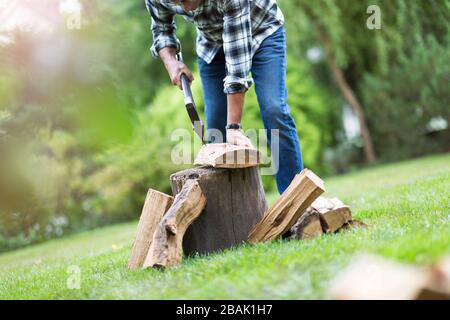 Mature man working in the garden Stock Photo