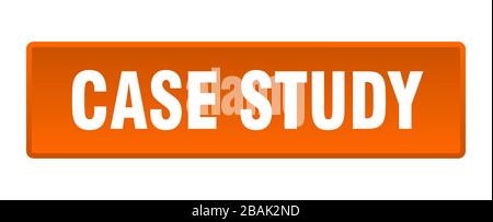 case study button. case study square orange push button Stock Vector