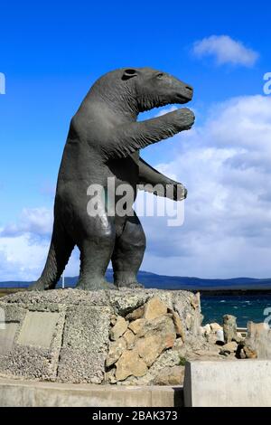 The Monument Of Milodon, Puerto Natales city, Patagonia, Chile, South America Stock Photo