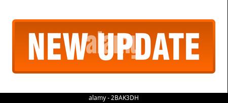 new update button. new update square orange push button Stock Vector