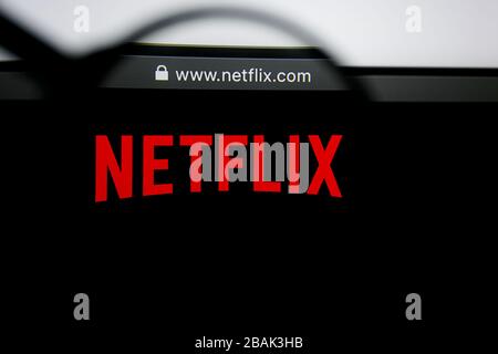 Los Angeles, California, USA - 25 June 2019: Illustrative Editorial of Netflix website homepage. Netflix logo visible on display screen. Stock Photo