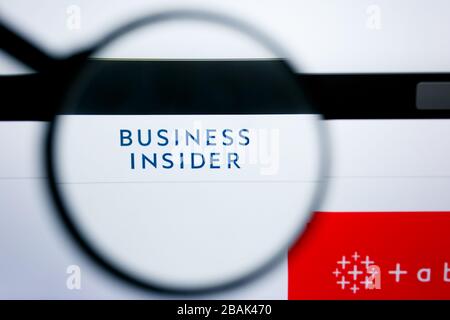 Los Angeles, California, USA - 25 June 2019: Illustrative Editorial of Business Insider website homepage. Business Insider logo visible on display scr Stock Photo