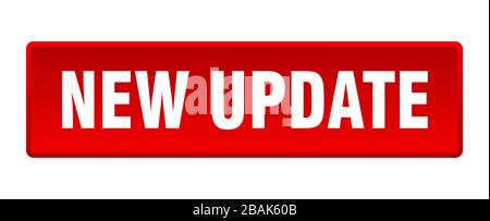 new update button. new update square red push button Stock Vector