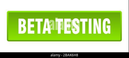 beta testing button. beta testing square green push button Stock Vector