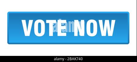 vote now button. vote now square blue push button Stock Vector
