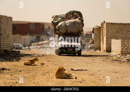 Garbage transport in Cairo Trash city Stock Photo