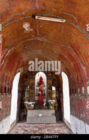The interior of the Shwe Yan Pyay Buddhist Monastery, Nyaungshwe, Myanmar Stock Photo
