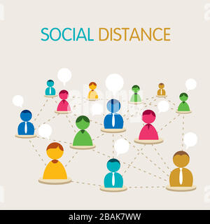Social distancing concept , social distancing in public, people practice social distancing to protect from COVID-19 coronavirus Stock Vector