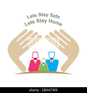 Corona virus (covid 19) campaign to stay at home and stay safe poster design Stock Vector