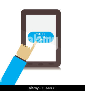 concept coronavirus COVID-19. The e-learning concept from home to avoid viruses. Vector illustrate. Stock Vector