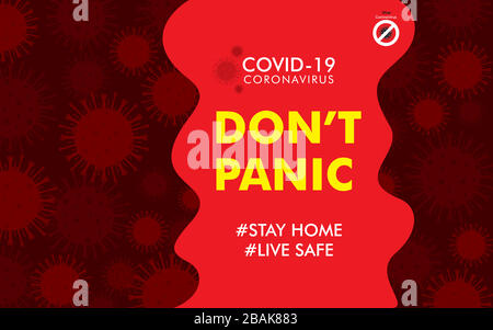 Inscription COVID-19 on blue background. don't panic concept background design Stock Vector