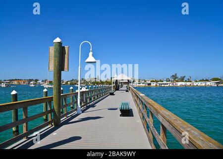 Bradenton Beach Historic Pier on Anna Maria Island, Florida Stock Photo