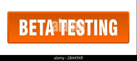 beta testing button. beta testing square orange push button Stock Vector