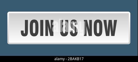 join us now button. join us now square white push button Stock Vector