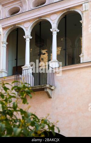 The arcades of the town hall, Crema, Lombardy, Italy, Europe Stock Photo
