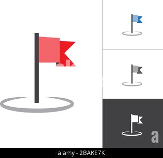 Flag GPS Map Pointer Isolated Vector Illustration Icon. Map Pin Concept Symbol on White Background. Stock Vector