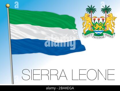 Liberia official national flag and coat of arms, Africa, vector