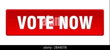 vote now button. vote now square red push button Stock Vector