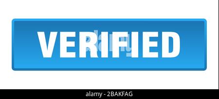 verified button. verified square blue push button Stock Vector
