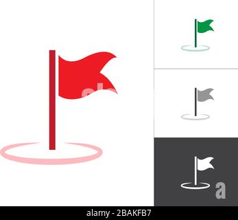 Flag Weaving GPS Map Pointer Isolated Vector Illustration Icon. Map Pin Concept Symbol on White Background. Stock Vector