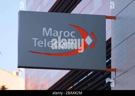 The logo of Maroc Telecom. Maroc Telecom is the main telecommunication company in Morocco. Stock Photo