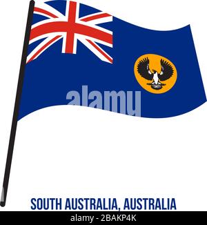 South Australia (SA) Flag Waving Vector Illustration on White Background. States Flag of Australia. Stock Vector