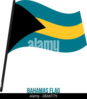 Bahamas Flag Waving Vector Illustration on White Background. Bahamas National Flag. Stock Vector