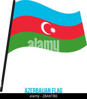 Azerbaijan Flag Waving Vector Illustration on White Background. Azerbaijan National Flag. Stock Vector