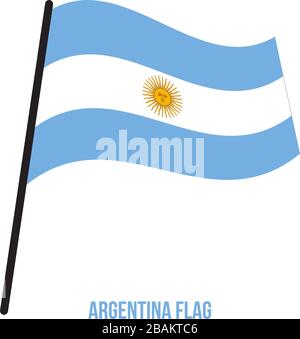 Argentina Flag Waving Vector Illustration on White Background. Argentina National Flag. Stock Vector