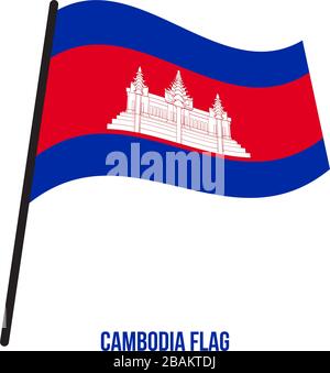 Cambodia Flag Waving Vector Illustration on White Background. Cambodia National Flag. Stock Vector