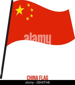 China Flag Waving Vector Illustration on White Background. China National Flag. Stock Vector
