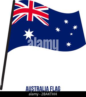 Australia Flag Waving Vector Illustration on White Background. Australia National Flag. Stock Vector