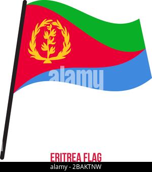 Eritrea Flag Waving Vector Illustration on White Background. Eritrea National Flag. Stock Vector
