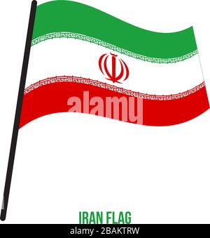 Iran Flag Waving Vector Illustration on White Background. Iran National Flag. Stock Vector