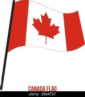 Canada Flag Waving Vector Illustration on White Background. Canada National Flag. Stock Vector