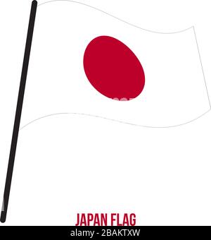 Japan Flag Waving Vector Illustration on White Background. Japan National Flag. Stock Vector