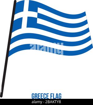 Greece Flag Waving Vector Illustration on White Background. Greece National Flag. Stock Vector