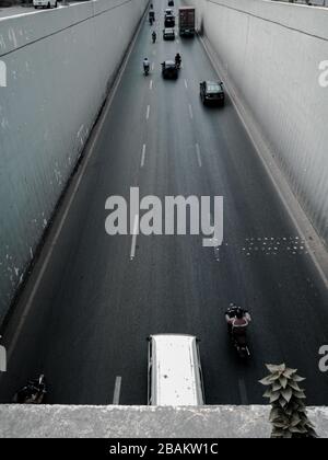 Road traffic is very fast Stock Photo