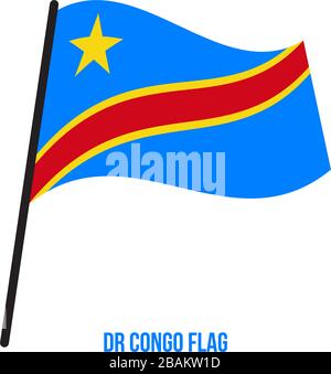 Democratic Congo Flag Waving Vector Illustration on White Background. Democratic Congo National Flag. Stock Vector