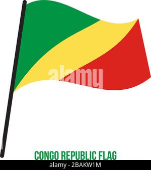 Congo Republic Flag Waving Vector Illustration on White Background. Congo Republic National Flag. Stock Vector